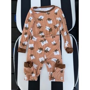 Milkberry Pajamas 24M Cowboy Ghost Pajama Set Terracotta Orange 2pc